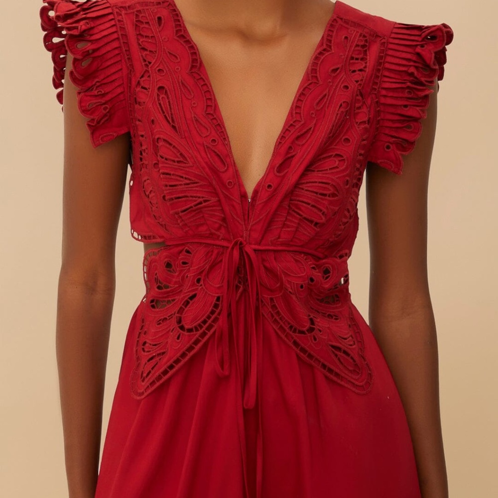 Farm Rio Red Butterfly Cut-Out Midi Dress - Picture 5 of 9